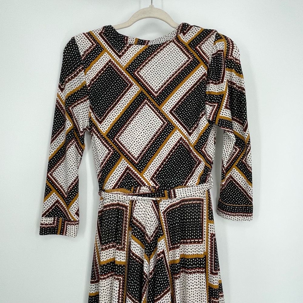 eShakti Women's Black Geometric Pattern Handkerchief Hem High Low Dress Size 0 - Picture 8 of 12